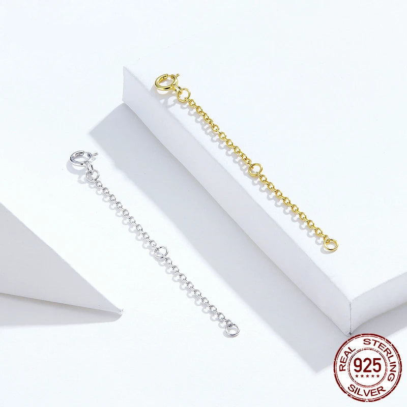 Jewelry Planet 14K Gold Plated 925 Sterling Silver Extended Chains with Lobster Clasps for DIY Necklace Extension Chain Jewelry Making