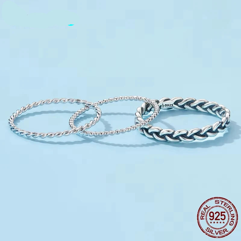 Jewelry Planet 925 Sterling Silver Braided Texture Twisted Eternity Band Stackable Rings Fine Jewelry BSR161