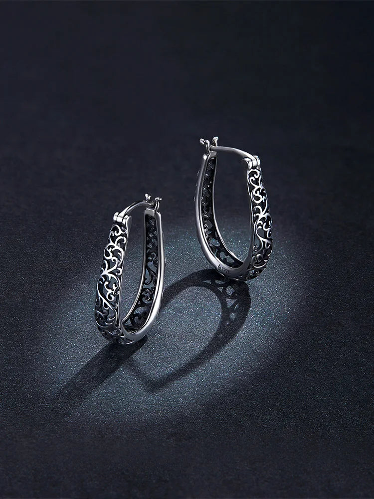 Jewelry Planet 18K Gold Plated Filigree Hoop Earrings 925 Sterling Silver Vintage Vine Earrings For Women Fine Jewelry Original Design