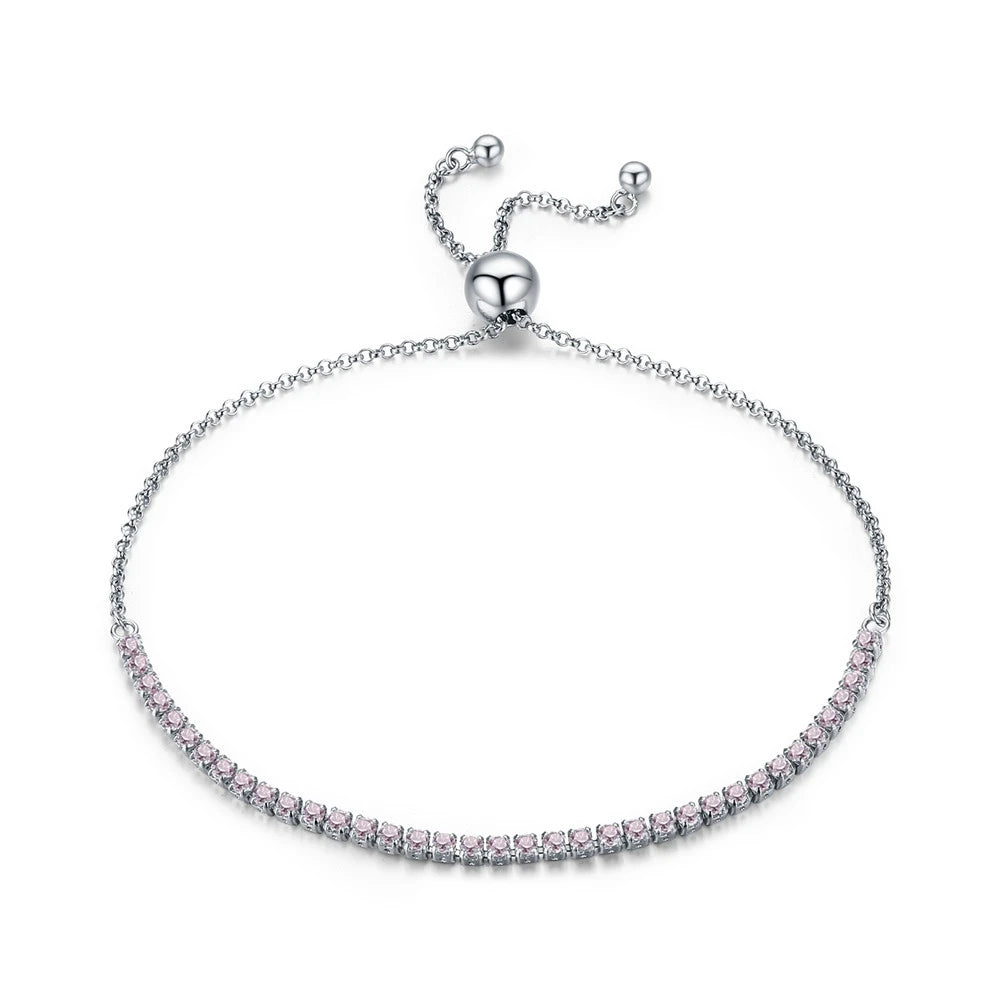 14K Gold Plated CZ Classic Tennis Bracelet for Women, 925 Sterling Silver Adjustable Slider Bracelet Wedding Jewelry Gift