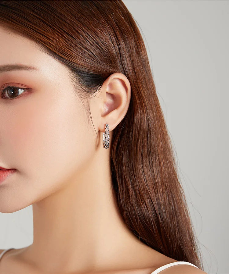 Jewelry Planet 18K Gold Plated Filigree Hoop Earrings 925 Sterling Silver Vintage Vine Earrings For Women Fine Jewelry Original Design