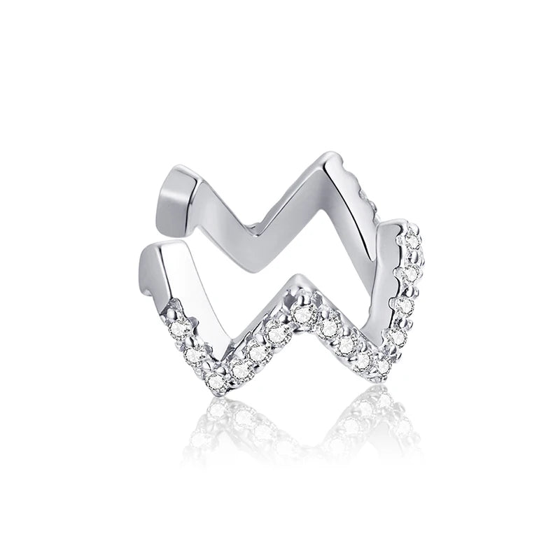 Jewelry Planet 1PC Ear Cuff 925 Sterling Silver Clip Earrings for Women Gold Color Spain Fashion Jewelry Rhinestone Tiny Earrings SCE994