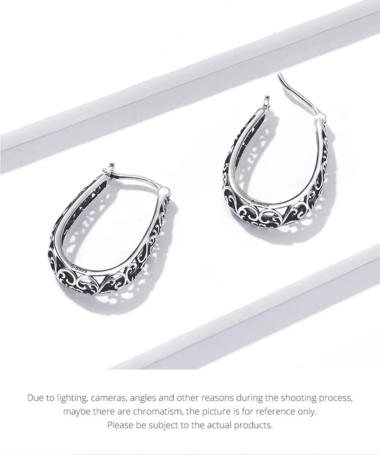 Jewelry Planet 18K Gold Plated Filigree Hoop Earrings 925 Sterling Silver Vintage Vine Earrings For Women Fine Jewelry Original Design