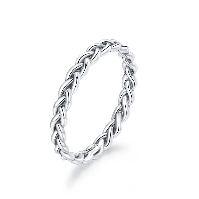 Jewelry Planet 925 Sterling Silver Braided Texture Twisted Eternity Band Stackable Rings Fine Jewelry BSR161