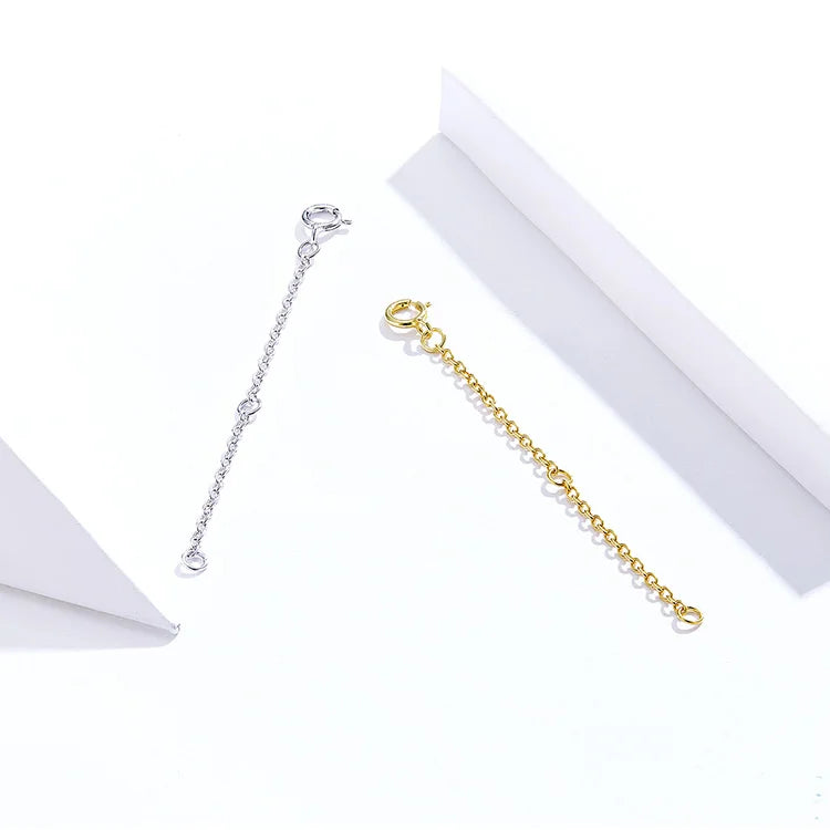 Jewelry Planet 14K Gold Plated 925 Sterling Silver Extended Chains with Lobster Clasps for DIY Necklace Extension Chain Jewelry Making