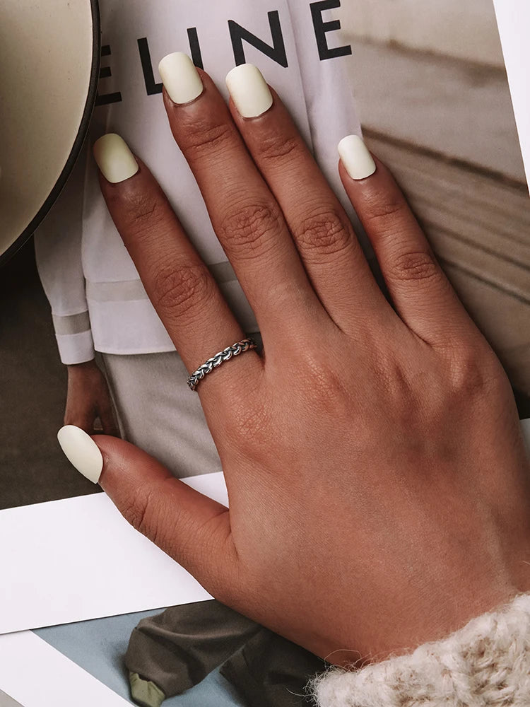 Jewelry Planet 925 Sterling Silver Braided Texture Twisted Eternity Band Stackable Rings Fine Jewelry BSR161