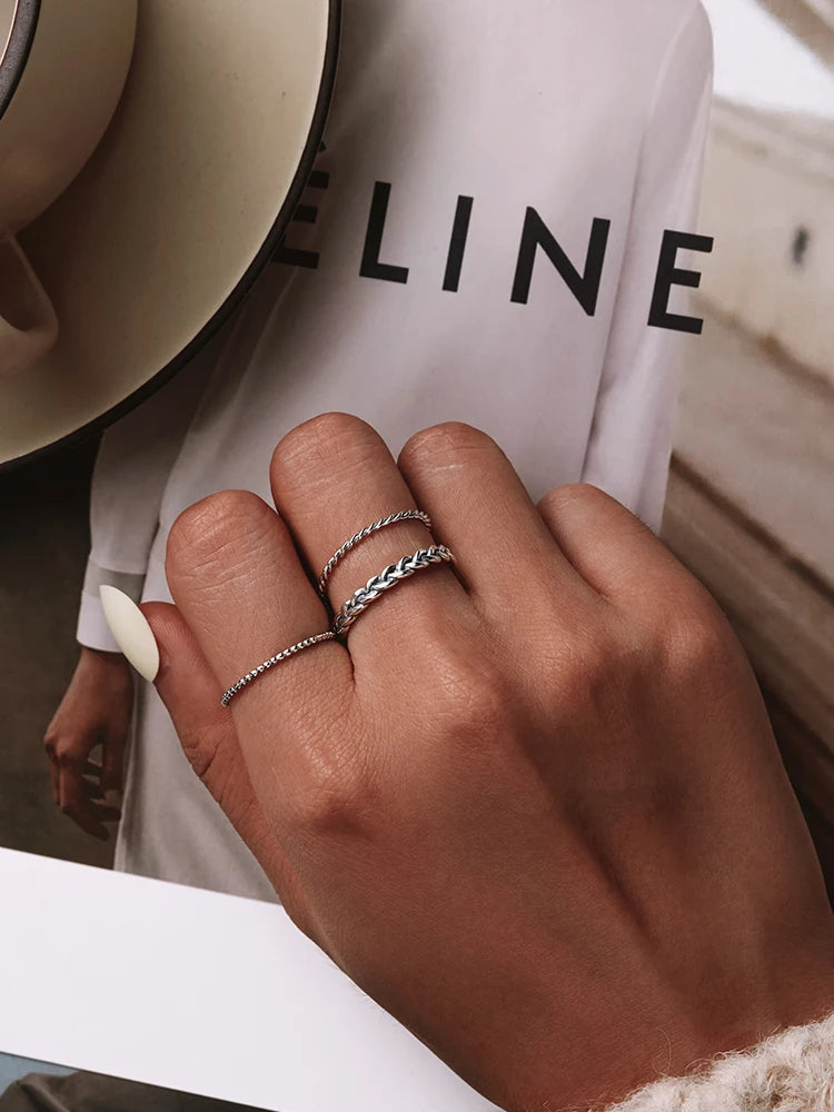 Jewelry Planet 925 Sterling Silver Braided Texture Twisted Eternity Band Stackable Rings Fine Jewelry BSR161