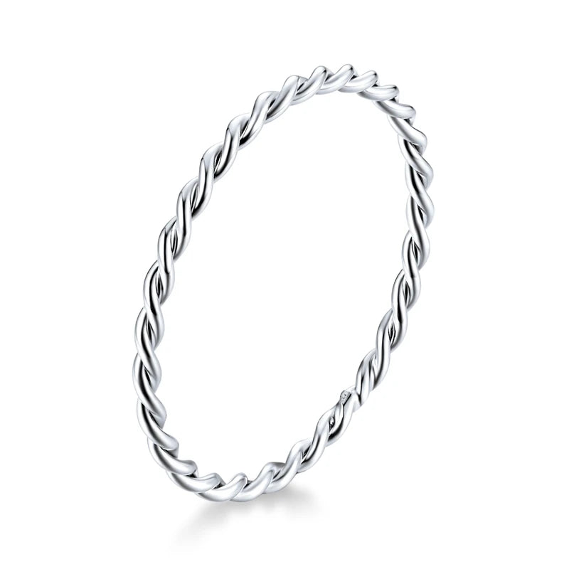 Jewelry Planet 925 Sterling Silver Braided Texture Twisted Eternity Band Stackable Rings Fine Jewelry BSR161