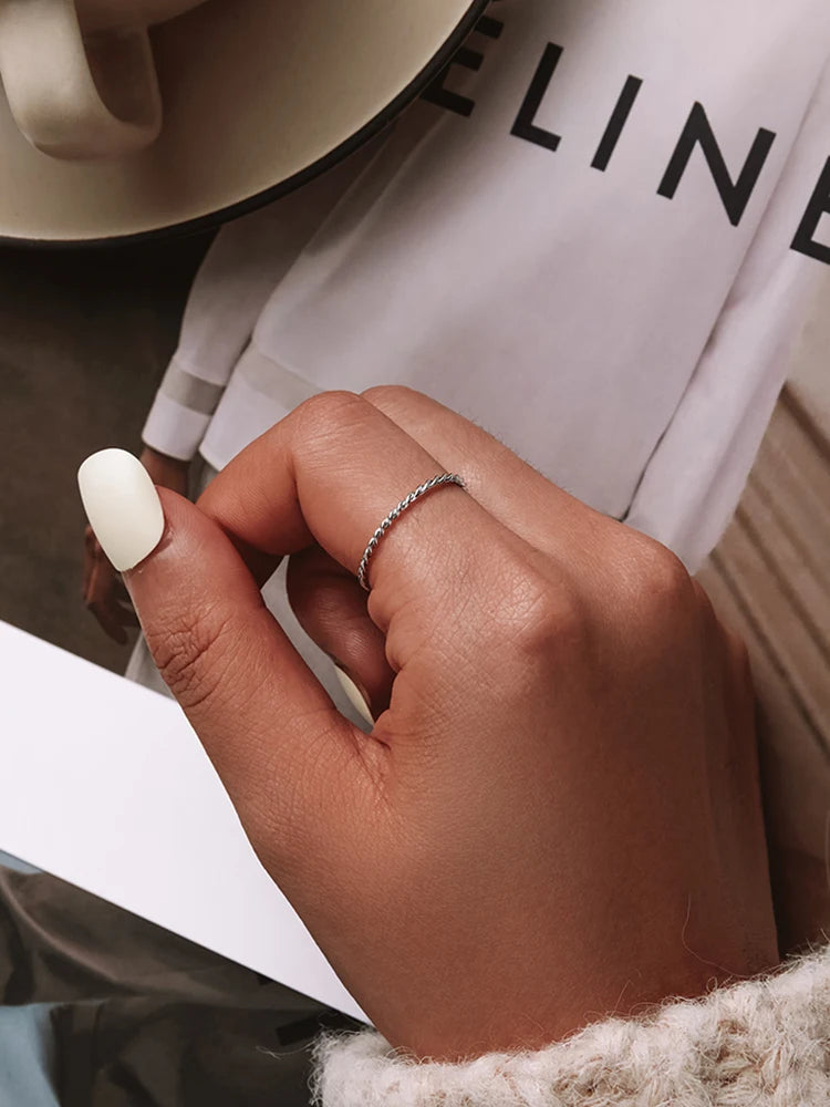 Jewelry Planet 925 Sterling Silver Braided Texture Twisted Eternity Band Stackable Rings Fine Jewelry BSR161