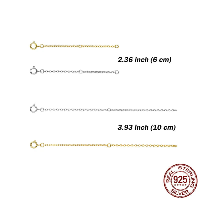 Jewelry Planet 14K Gold Plated 925 Sterling Silver Extended Chains with Lobster Clasps for DIY Necklace Extension Chain Jewelry Making