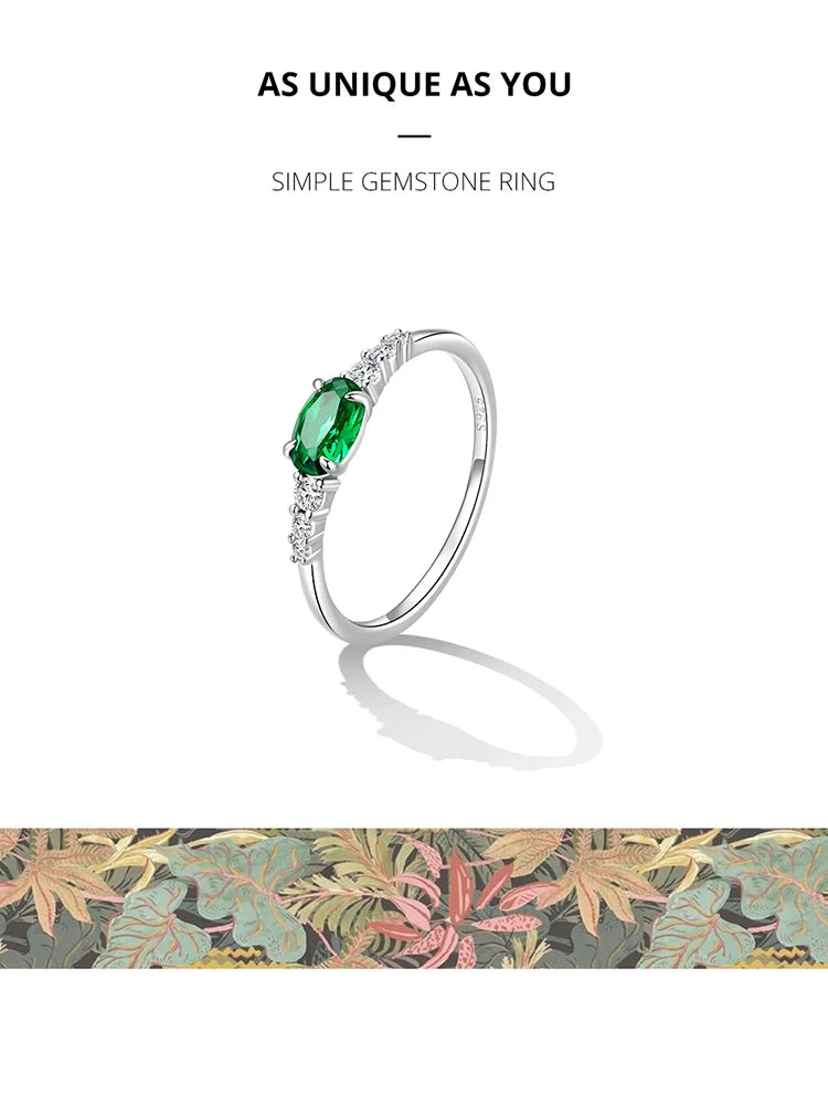 Jewelry Planet 925 Sterling Silver Simple Gemstone Ring for Women Green Zirconium Ring Fine Jewelry Wedding Bridal Wedding Gift BSR265