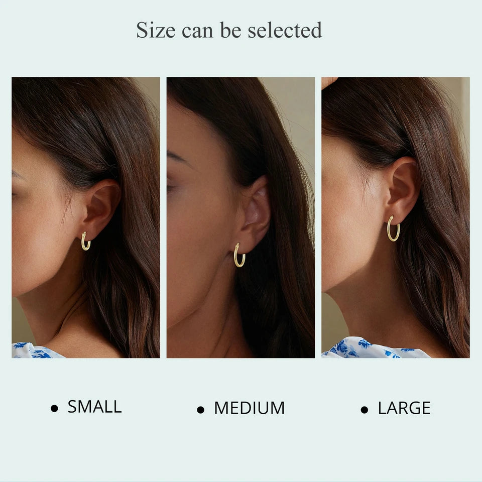 Jewelry Planet 925 Sterling Silver Bold Classic Hypoallergenic Hoop Earrings, 14K White Gold Plated Standard Tube Earrings for Women