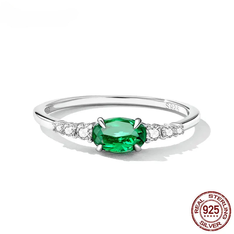 Jewelry Planet 925 Sterling Silver Simple Gemstone Ring for Women Green Zirconium Ring Fine Jewelry Wedding Bridal Wedding Gift BSR265