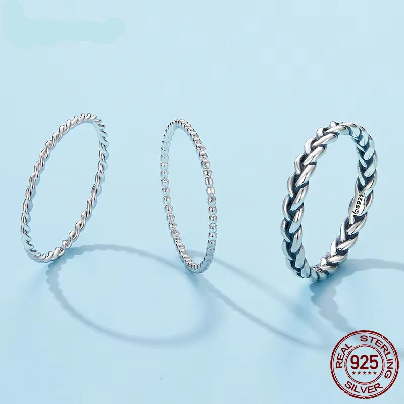 Jewelry Planet 925 Sterling Silver Braided Texture Twisted Eternity Band Stackable Rings Fine Jewelry BSR161