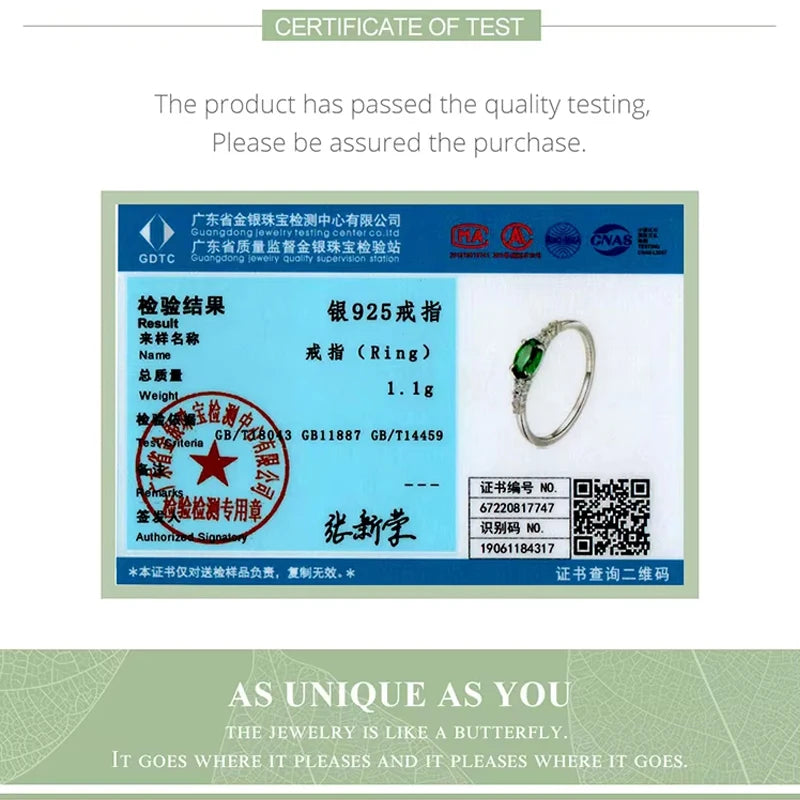 Jewelry Planet 925 Sterling Silver Simple Gemstone Ring for Women Green Zirconium Ring Fine Jewelry Wedding Bridal Wedding Gift BSR265