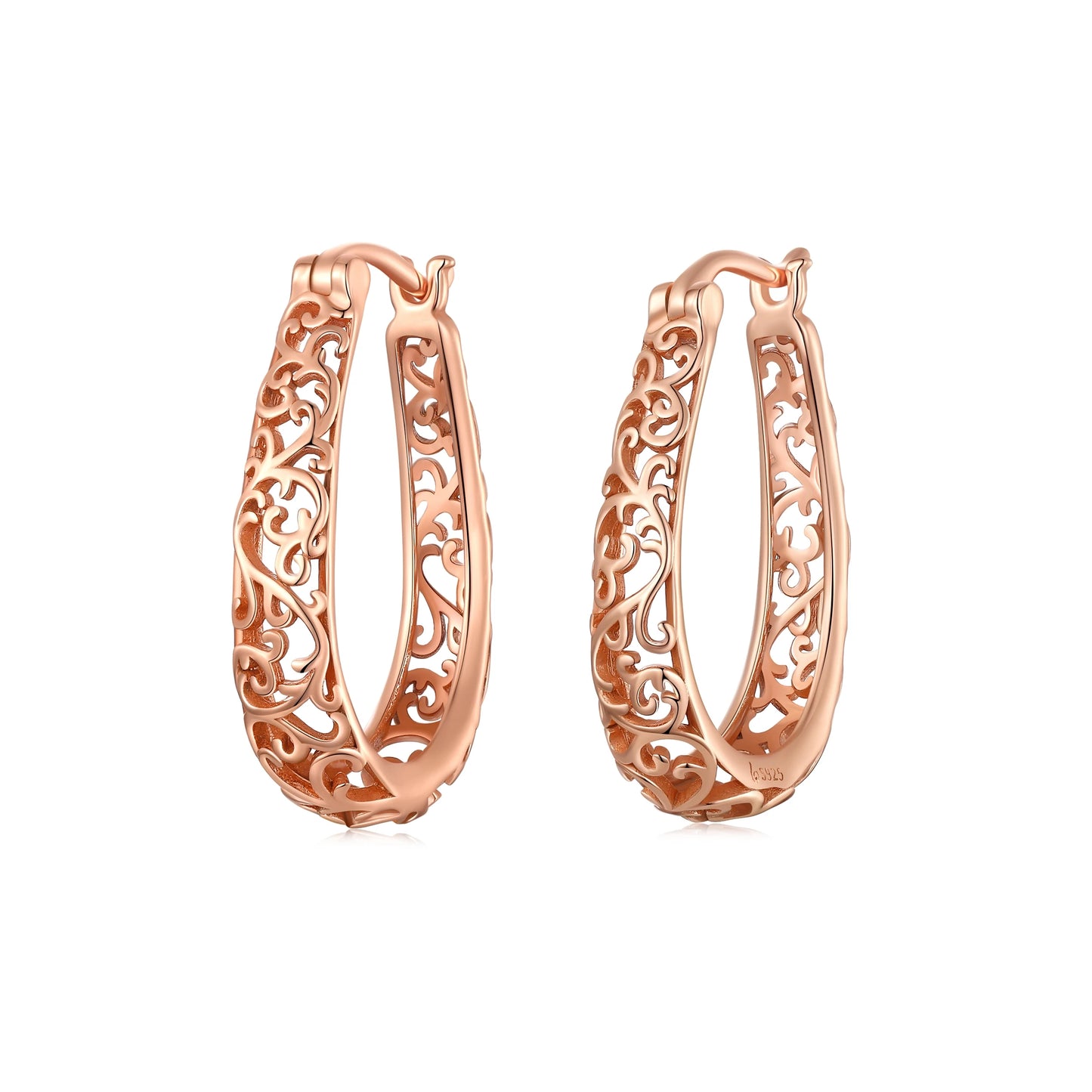 Jewelry Planet 18K Gold Plated Filigree Hoop Earrings 925 Sterling Silver Vintage Vine Earrings For Women Fine Jewelry Original Design