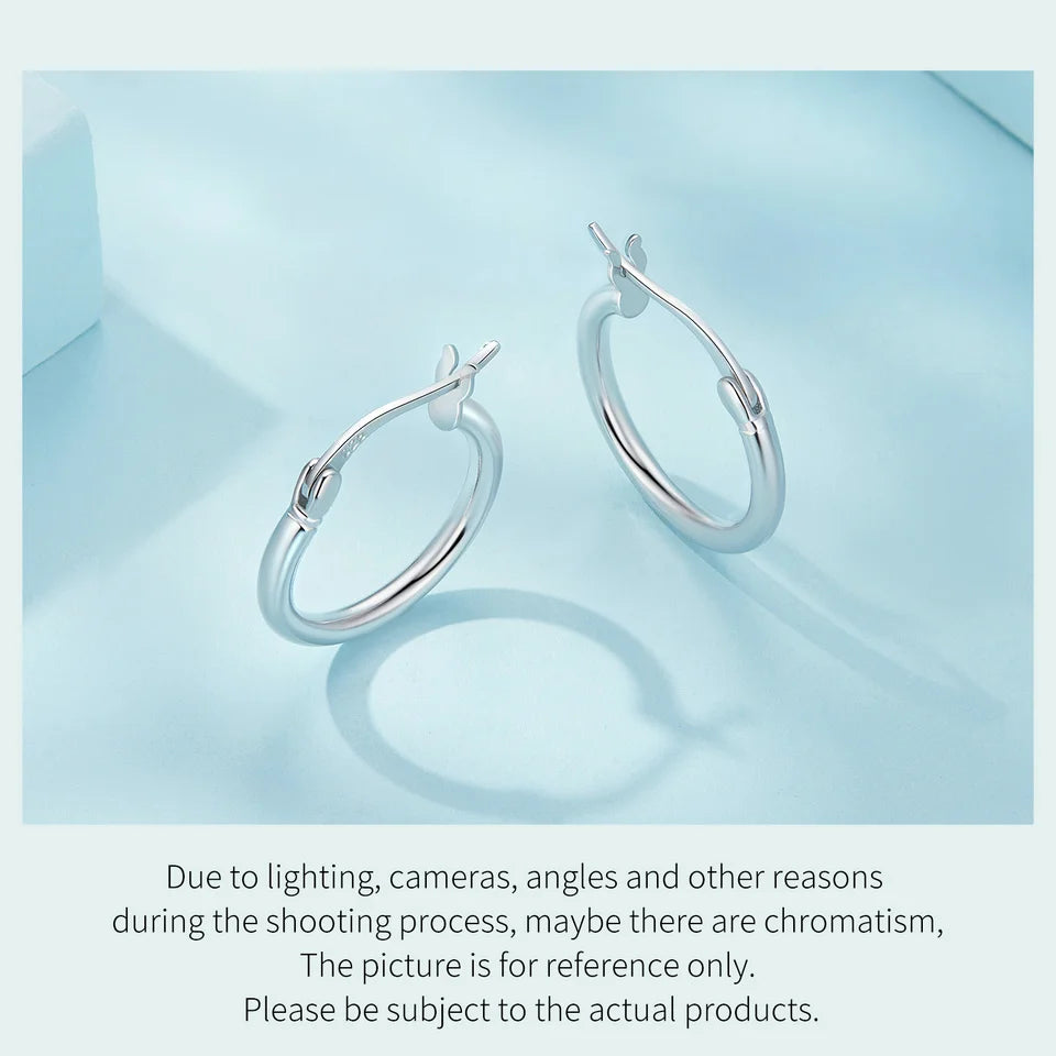 Jewelry Planet 925 Sterling Silver Bold Classic Hypoallergenic Hoop Earrings, 14K White Gold Plated Standard Tube Earrings for Women