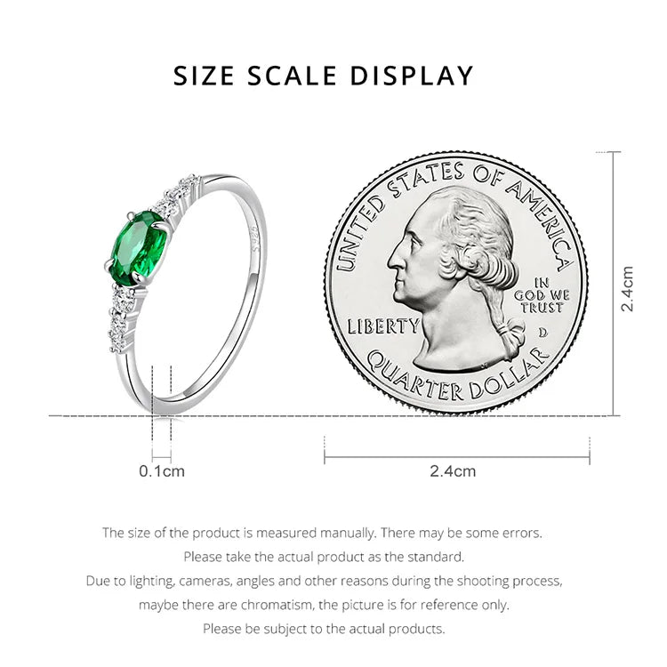 Jewelry Planet 925 Sterling Silver Simple Gemstone Ring for Women Green Zirconium Ring Fine Jewelry Wedding Bridal Wedding Gift BSR265