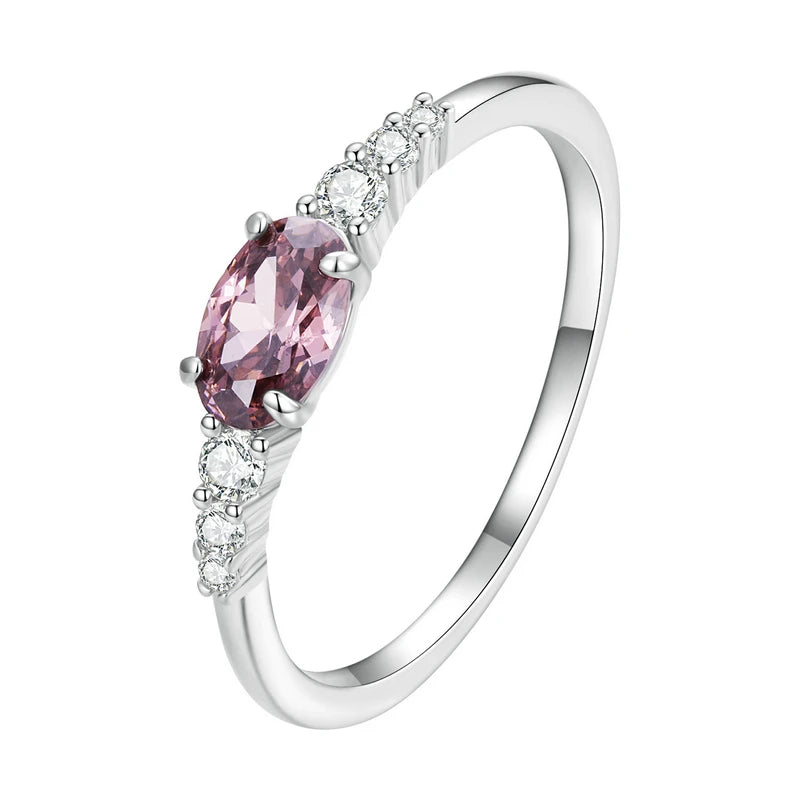 Jewelry Planet 925 Sterling Silver Simple Gemstone Ring for Women Green Zirconium Ring Fine Jewelry Wedding Bridal Wedding Gift BSR265