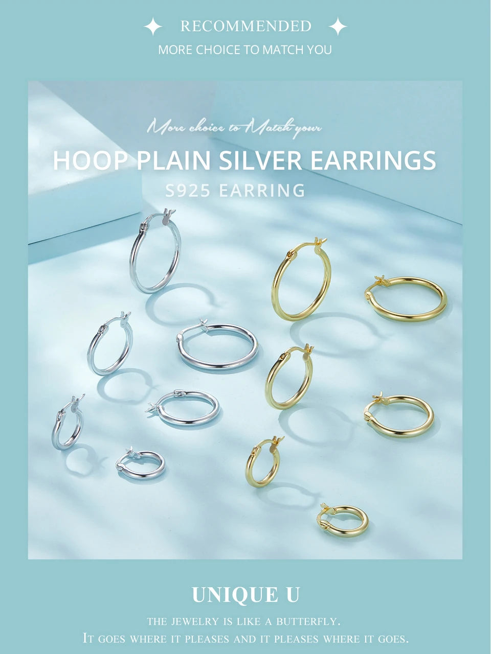 Jewelry Planet 925 Sterling Silver Bold Classic Hypoallergenic Hoop Earrings, 14K White Gold Plated Standard Tube Earrings for Women