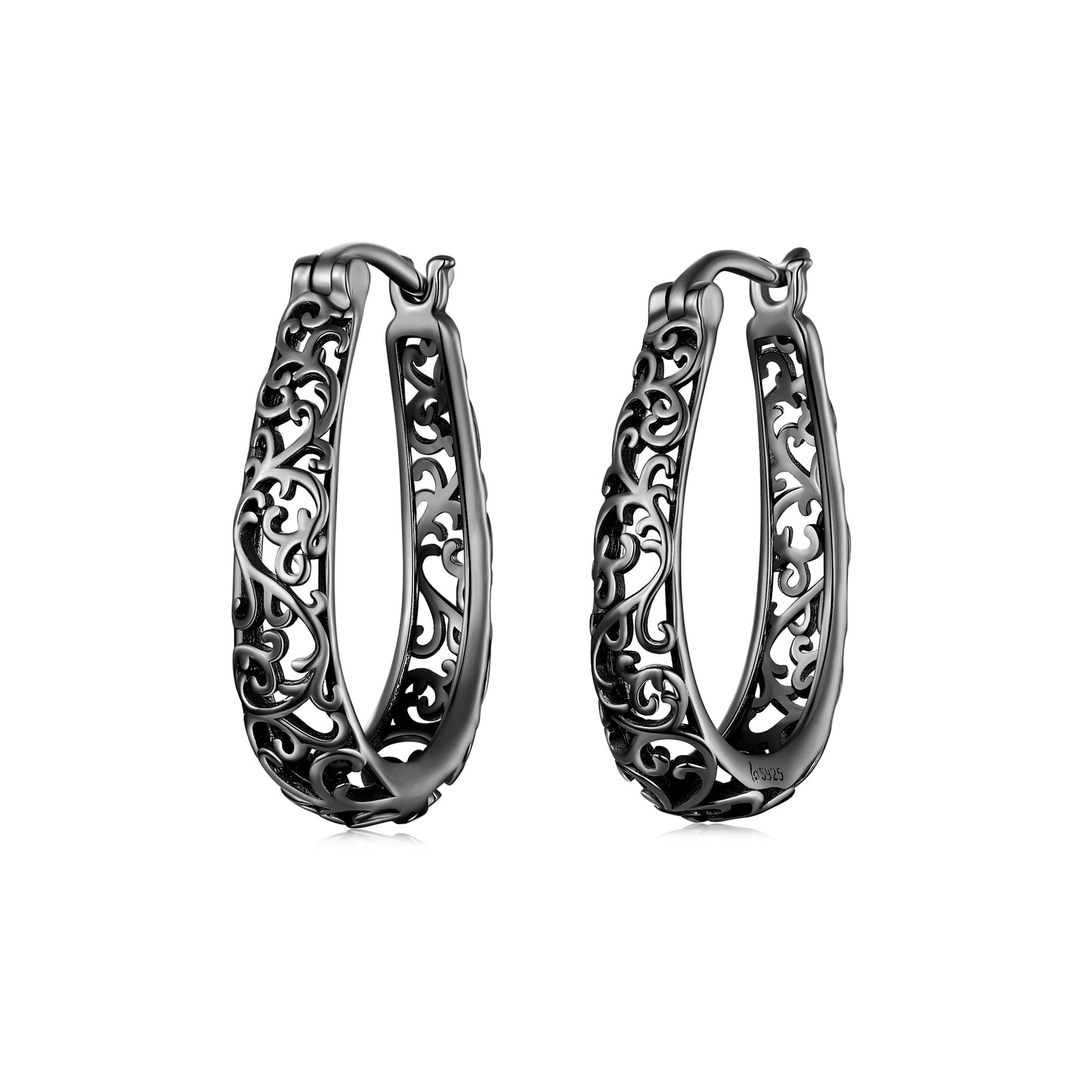 Jewelry Planet 18K Gold Plated Filigree Hoop Earrings 925 Sterling Silver Vintage Vine Earrings For Women Fine Jewelry Original Design