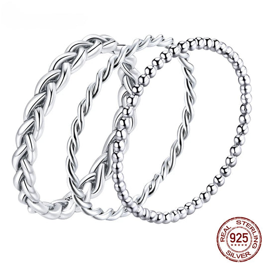 Jewelry Planet 925 Sterling Silver Braided Texture Twisted Eternity Band Stackable Rings Fine Jewelry BSR161