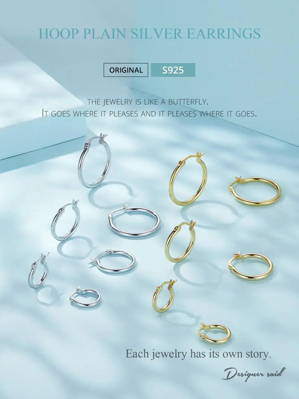 Jewelry Planet 925 Sterling Silver Bold Classic Hypoallergenic Hoop Earrings, 14K White Gold Plated Standard Tube Earrings for Women