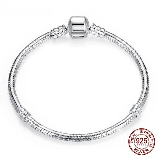 Jewelry Planet TOP SALE Authentic 100% 925 Sterling Silver Snake Chain Bangle & Bracelet for Women Luxury Jewelry 17-22CM PAS902
