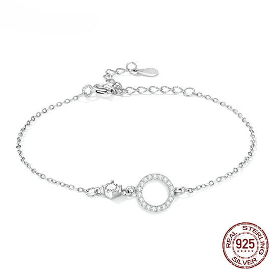 Jewelry Planet Authentic 925 Sterling Silver Simple Ring Bracelet for Women Simple Basic Bracelet for Female Fine Jewelry Wedding Gift