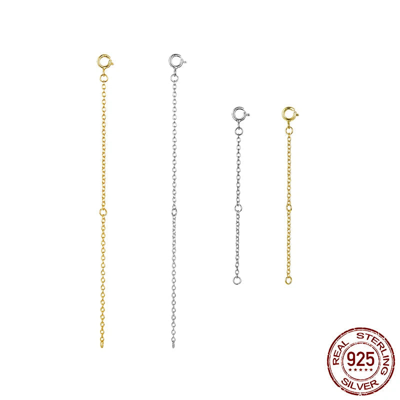 Jewelry Planet 14K Gold Plated 925 Sterling Silver Extended Chains with Lobster Clasps for DIY Necklace Extension Chain Jewelry Making