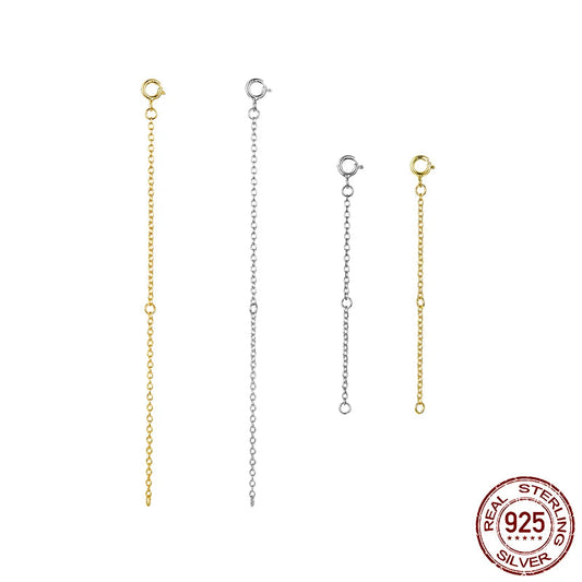 Jewelry Planet 14K Gold Plated 925 Sterling Silver Extended Chains with Lobster Clasps for DIY Necklace Extension Chain Jewelry Making